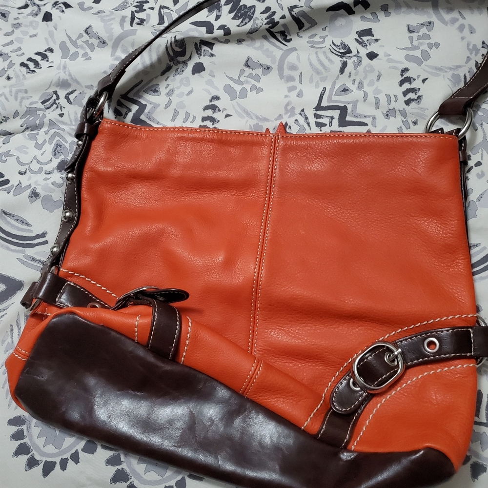 Handbag, Orange and Brown, Shoulder Bag